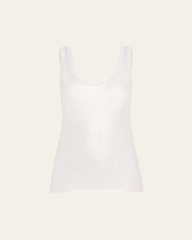 Scoop-Neck Foiled Jersey Ribbed Tank Top
